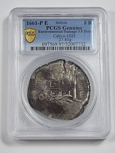 1661 DATED Cob 8 Reales PCGS XF Potosi Bolivia Genuine Silver Colonial *T579