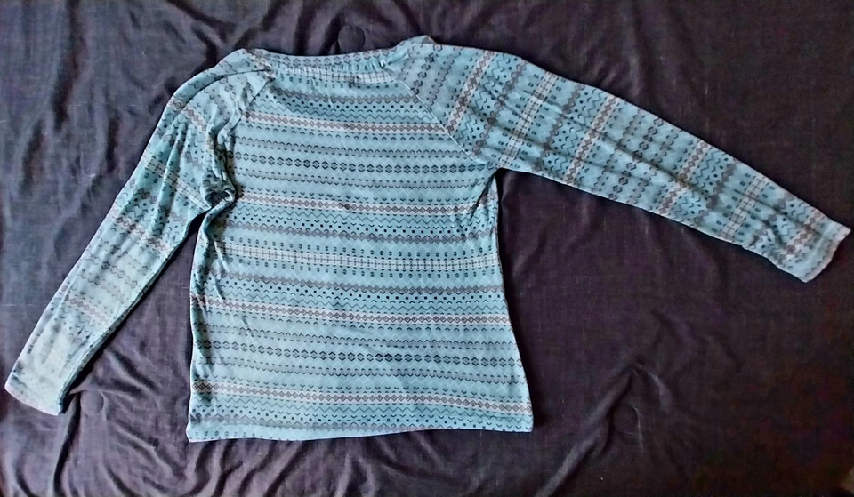 Top pijama de salón de manga larga con cuello en V supersuave azul talla S Dearfoams para mujer Foto 4 de 4