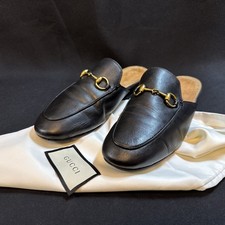 Gucci Princetown Horsebit Mule Flat Slip On Black Leather Size 36 US 6