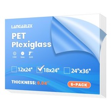 6 Pack of PET/Plexiglass Sheets 18x24-0.04" Clear Plastic Sheet Panels for Pi...
