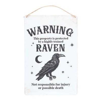 Gothic Witchy Rabe & Mond Motiv Metall Hängeschild Krähe Deko 20 x 30 cm