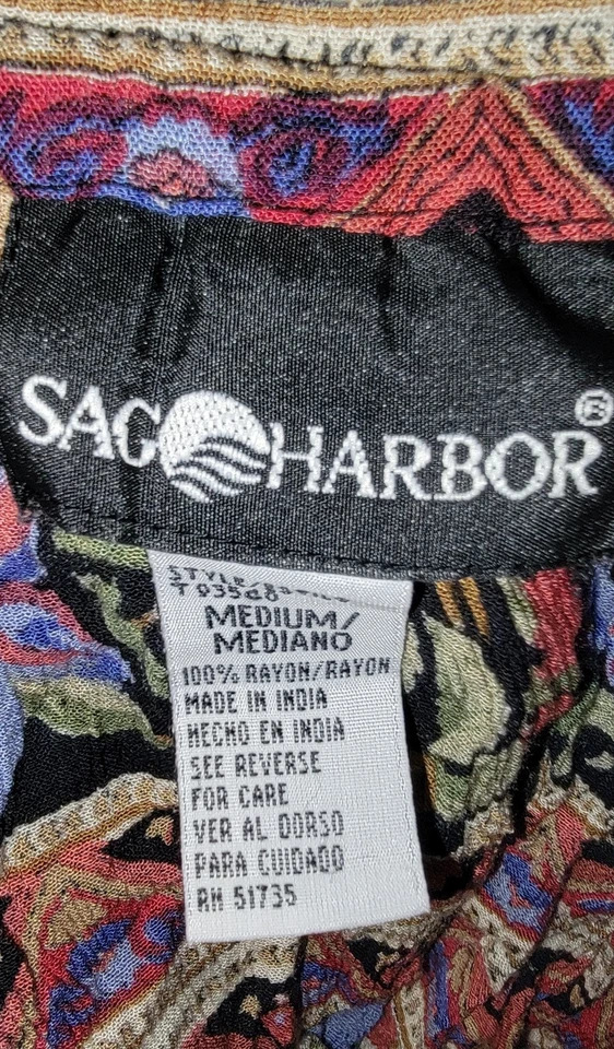 复古 90 年代 Y2k 女式棕色花卉拼布 Gauzy Boho Festival 长裙 M 码 — 第 3/4 张图片