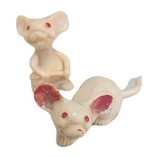 Set of 2 Vintage Resin Small Anthropomorphic Mice