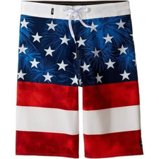 NWT Vans Era BOYS Size 26/12 Americana Stars  Stripes Swim 19" Board Shorts