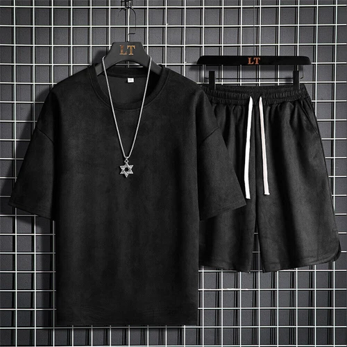 Herren Freizeitanzug Sommer 2-teiliges Set Kurzarm T-Shirt und Shorts Sportanzüge - Bild 6 von 25