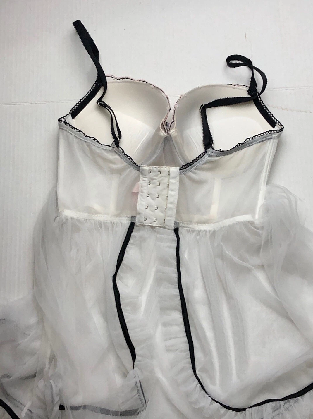 UNDERCOVER Abito babydoll Victoria's Secret 36C bianco rosa maglia tulle sposa top