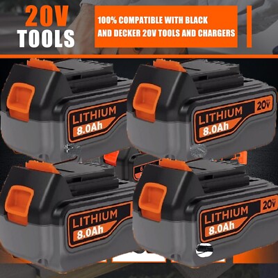 4-1 Pack 8.0Ah LBXR20 Battery FOR Black & Decker 20V MAX Lithium LB2X4020 LBX20