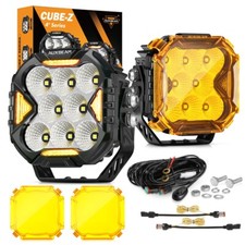2x Auxbeam Cube-z 4 Flood Led Pods Light Bar Amber Turn Signal Light Covers