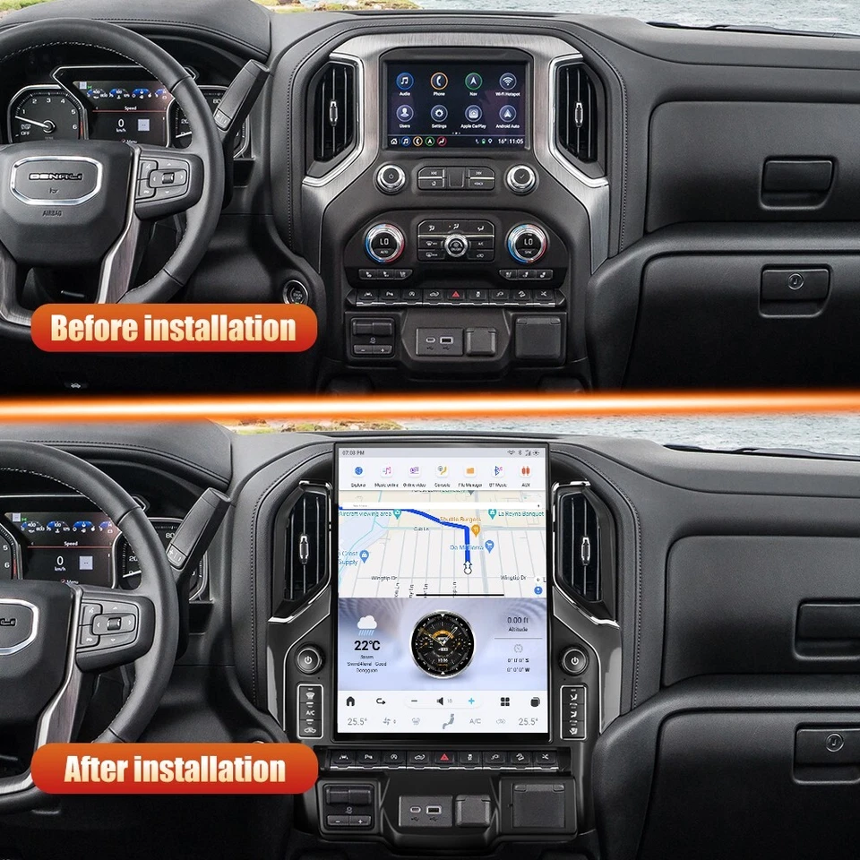 15.6" Radio For Chevrolet Silverado GMC Sierra 2019-2023 Tesla Vertical Screen Foto 4 de 4