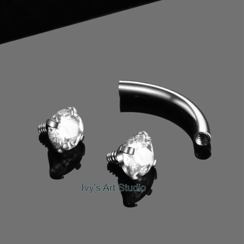 1-3pcs 16g Surgical Steel Eyebrow Bar Gem Rook Ear Barbell Piercing Internally - Picture 2 of 3