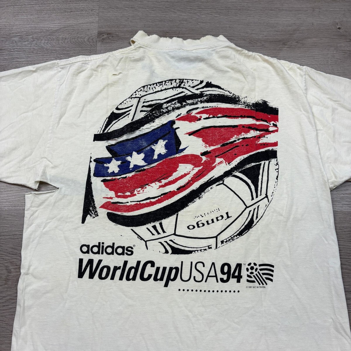 Vintage Adidas World Cup USA 1994 Soccer Ball T Shirt Men's Large
