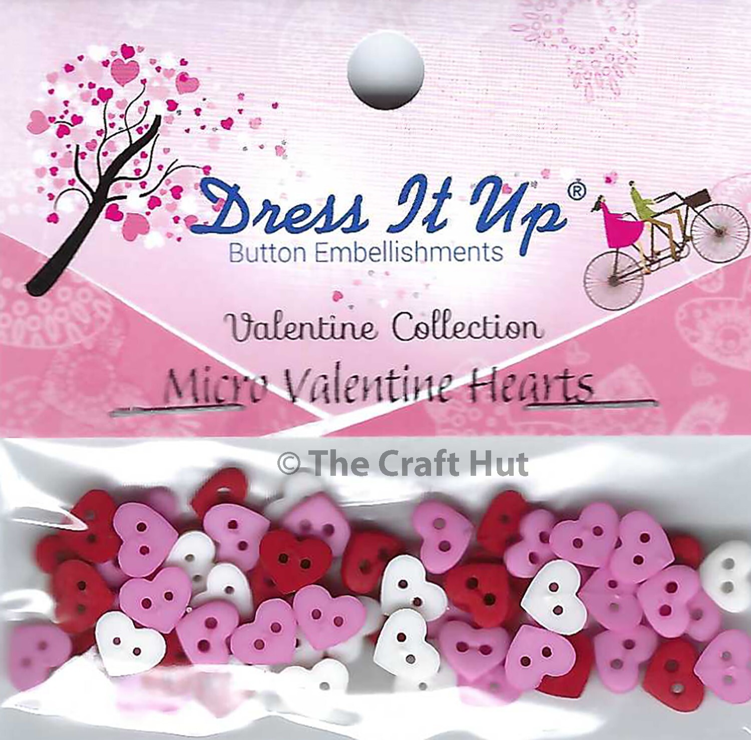 Dress It Up Novelty Micro Tiny 2-Hole Buttons Valentine Collection Hearts New