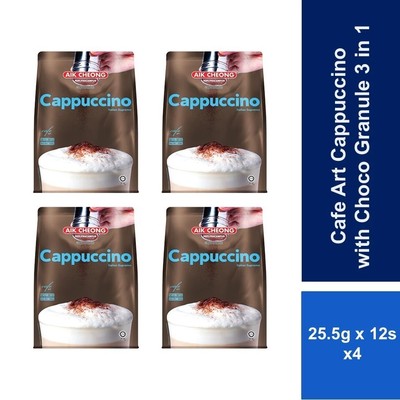 Aik Cheong 3 In 1 Cappuccino with Choco Granule 25g x 12s  x 4 packs - Fast Ship