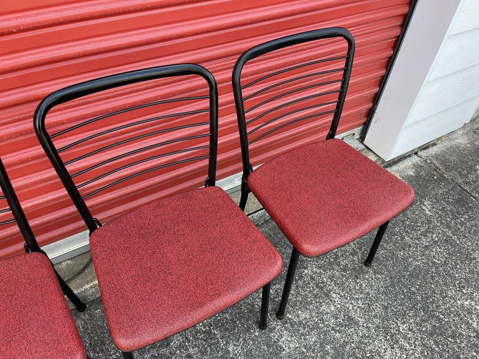 Винтажный MCM середины века современный набор из 4 Cosco складной стул складной красный 1955 - Изображение 4 из 4