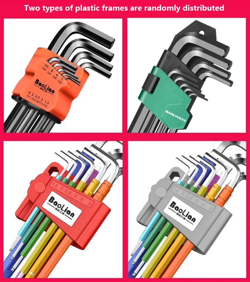 9 Piece Set L-Key Long Arm Ball End Hex Flat Allen Wrench Torx Metric Star Tool - Image 4 of 4