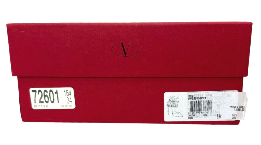 VALENTINO Garavani Calfskin C Rockee Fringe Pumps 37.5 7.5 US Black Ankle Wrap thumbnail 12