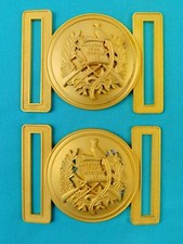 Set 2 US Guatemala Coat of Arms Gold Tone Military Army N.S. MEYER Belt Buckle G