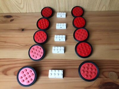 Lego 10x 715c01 und 5x 7049b Wheel 12 Studs Black Tire Smooth Reifen Räder
