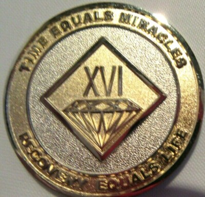 Narcotics Anonymous NA GOLD SILVER 16 year  Medallion Chip Coin Token