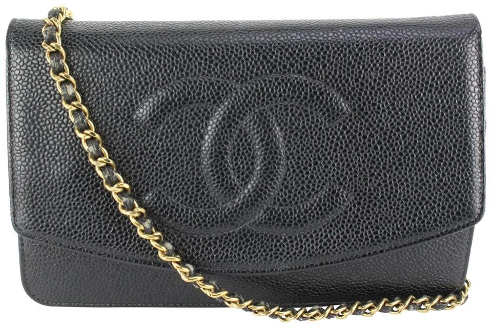 Chanel Black Caviar CC Logo Timeless Wallet on Chain WOC 61cz63s