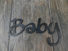 BABY Metal Wall Art Word Quote Sign Decor, 7.5 x 3.5 in. Nursery Girl Boy DIY