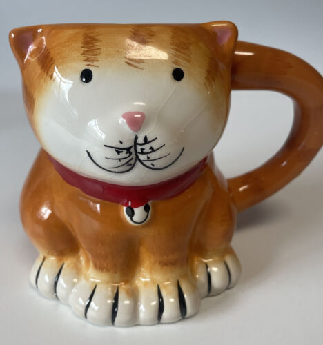 Cat Mug Ceramic Orange and White Boston Warehouse Vintage - Picture 1 of 7