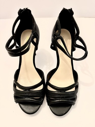 Nine West Strappy Heels Sandals Size 8 Black 4” Heel | eBay