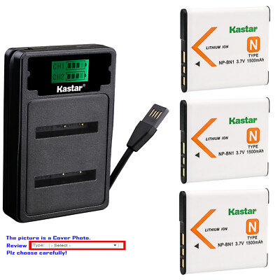 Kastar Battery LCD Dual Charger for Sony NP-BN1 BC-CSN Sony Cyber-shot DSC-W550