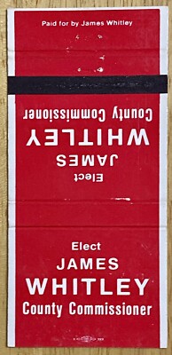 JAMES Whitley County Commissioner Vintage 30-Strike Match Cover B-1375