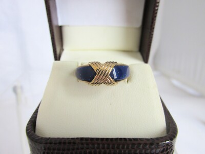 Vintage AVON Faux Lapis Lazuli Inlay Domed Ring SZ 5 (Unsigned)