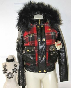 plaid faux fur jacket