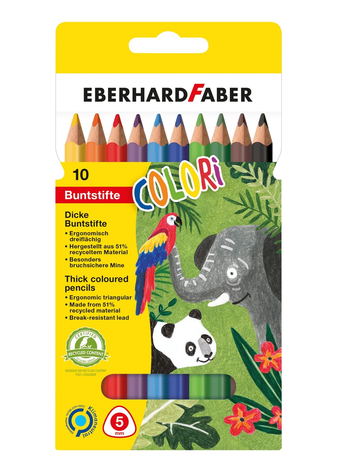 Eberhard Faber 511409 - Colouring Pencils Thick, Triple Faced, Pack of 10