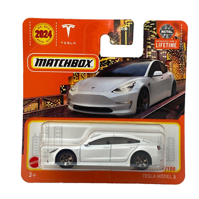 洋書 max TOP MODEL 3 Tesla Model 3 White Matchbox MBX Metro 2024 MB1448 1/64 Toy Car