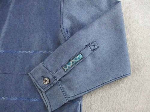 VINTAGE Karl Kani Jacket Mens XL Blue Denim Hip Hop Rapper Reflective Streetwear - Picture 4 of 12