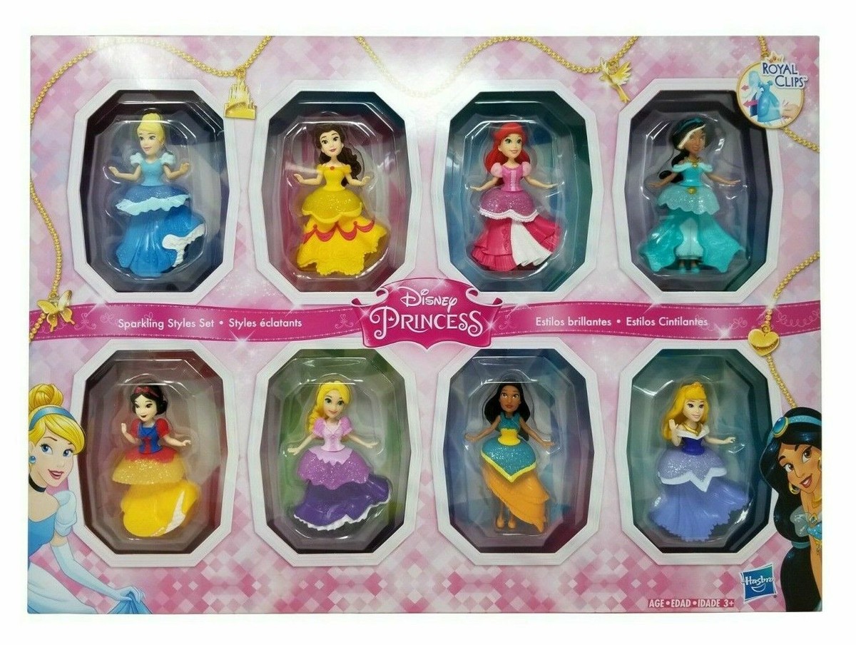 Disney Princesses Sparkling Styles Set 8 Royal Clips Hasbro NIB