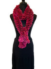 Ob.D.  Handmade, Hand Knit Sparkling Red Ruffle Scarf w/shadow — photo 6