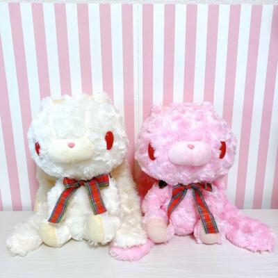 Hanyou Usagi Teddy CGP-262 Set 2 Plush Soft Toy Pink White Rabbit Ribbon Rare