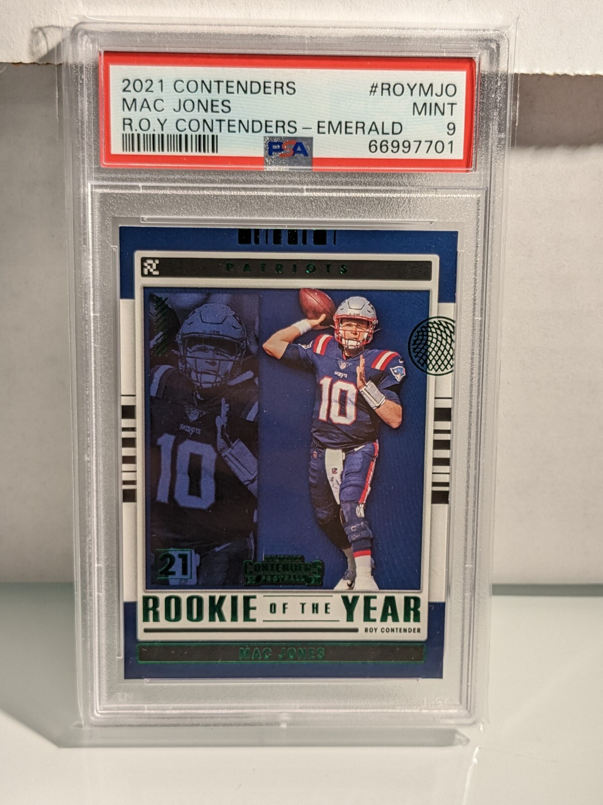 Mac Jones Panini Contenders Rookie of the Year Contenders #ROYMJO Emerald