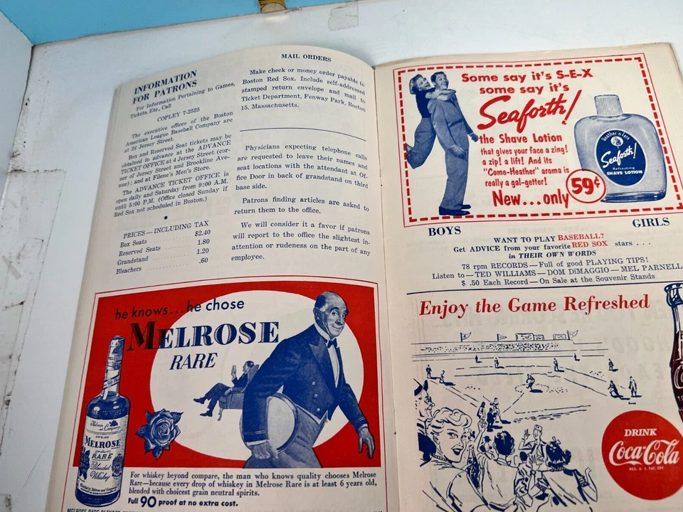 27 June 1952 Boston Red Sox Baseball Program vs Senators Scored🔥 Nice! - Image 2 of 4