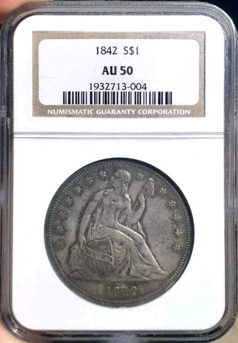 1842 $1 Seated Liberty Dollar NGC AU50 