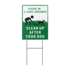 Please Clean Up After Your Dog, 12x9"Yard Sign with Metal Wire H-Stakes Included