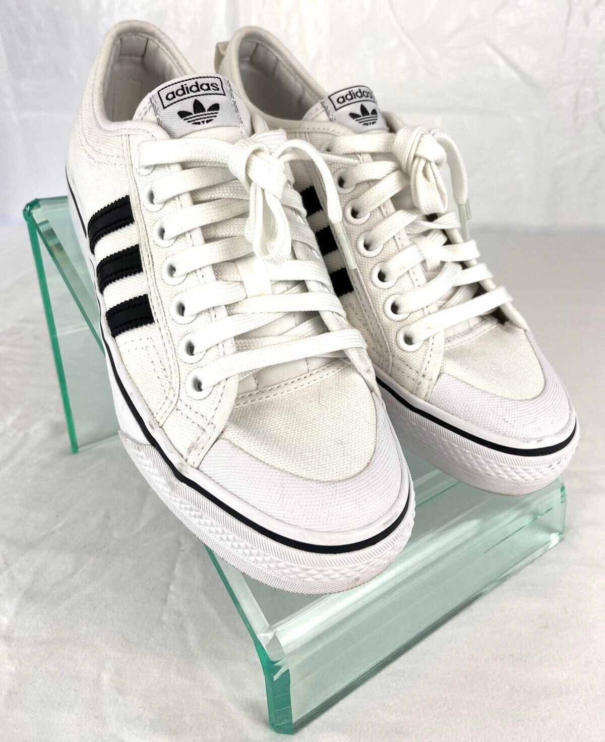 adidas Nizza Men's Size 7 White Canvas Sneakers Shoes LYV029001 3 black  stripe