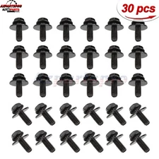 30X Body Bolts Screws Fastener Fender M6-1.0x 16mm Long- 10mm Hex- 17mm Washer