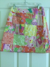 Lilly Pulitzer reversible wrap skirt, patchwork/tropical print