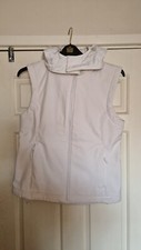 Ladies White Sleeveless Softshell Vest With Removable Hood Size Large 14-16