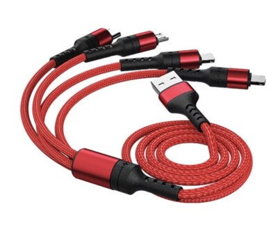 Charge Multiple Devices at Once with the Nylon Braided 4-in-1 Universal Cable