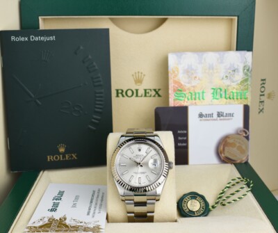 ROLEX 18kt White Gold SS DateJust II 41mm Silver Index 116334