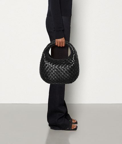 BOTTEGA VENETA Intrecciato Leather Hobo Bag in Black