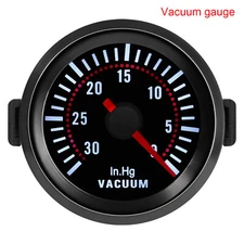 52mm Universal Car Vacuum Gauge -30~0 in.Hg Meter Auto White LED Pointer Gauge