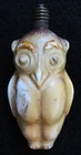 VHTF VINTAGE C6 PAINTED MILK GLASS~FIGURAL CHRISTMAS LIGHT BULB~OWL~NON-WORKING